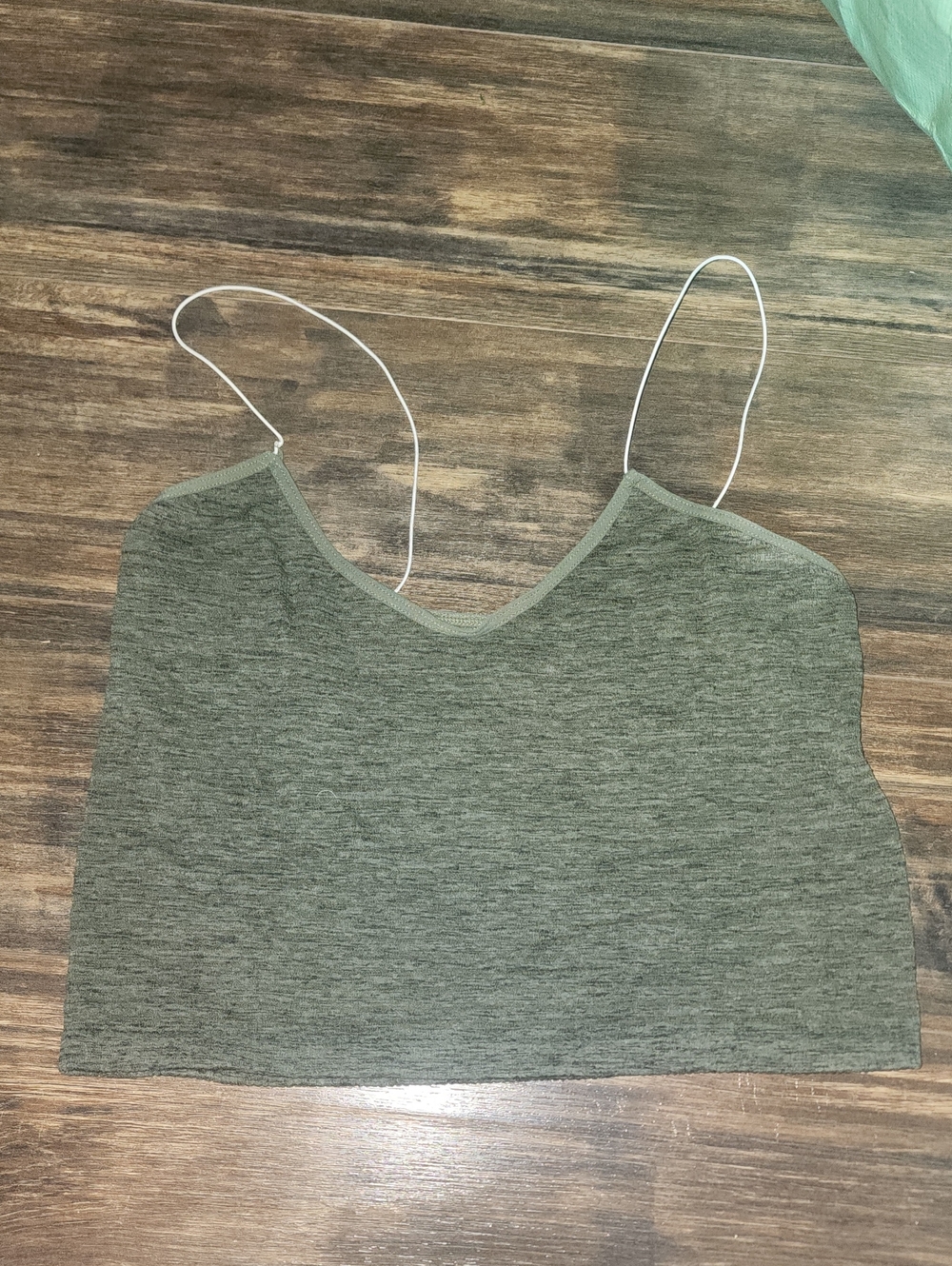 Free People Olive Green V-Neck Spaghetti Strap Crop Camisole